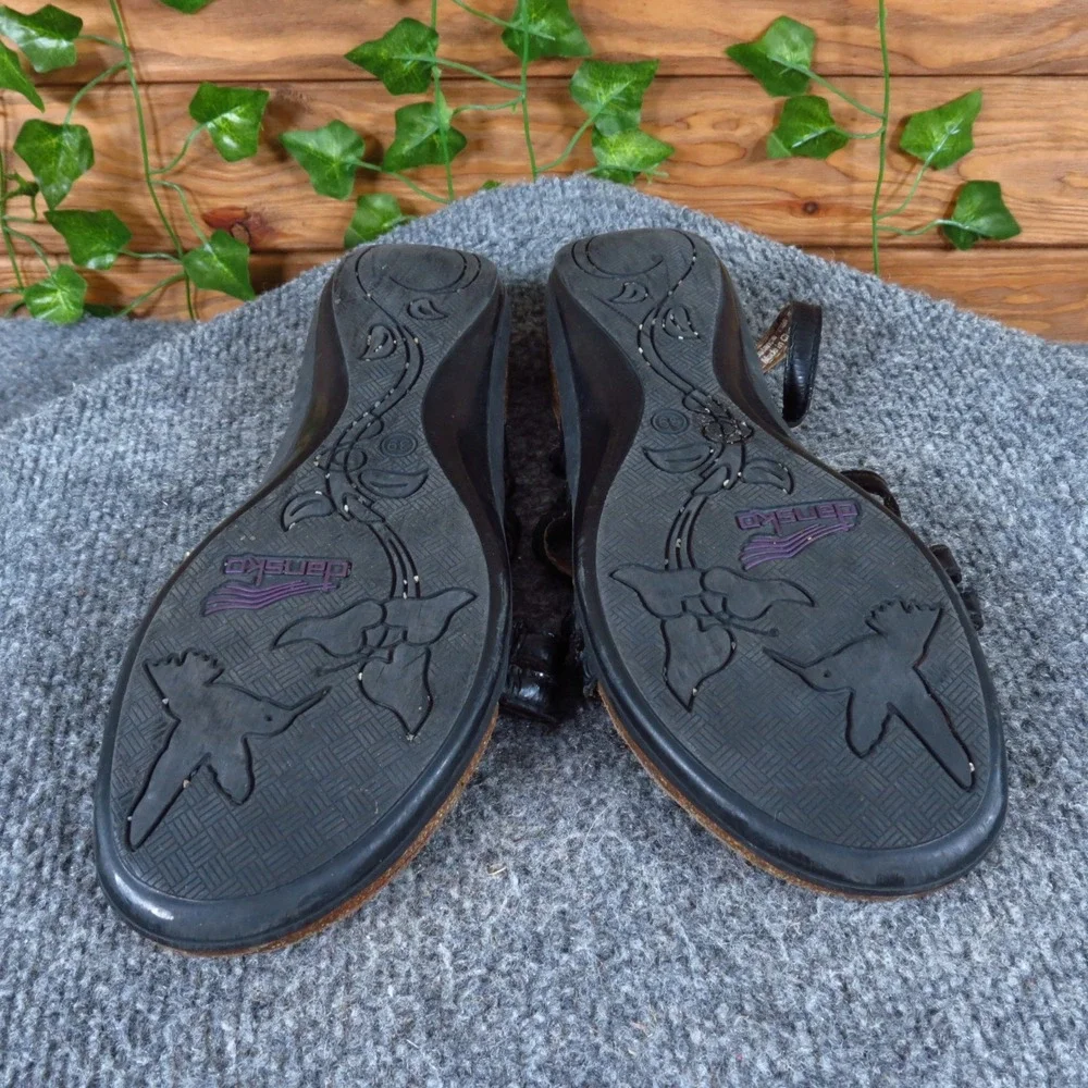 Dansko Roslyn Women Strappy Thong Sandal Size‎ 39 Casual Comfort Black Leather